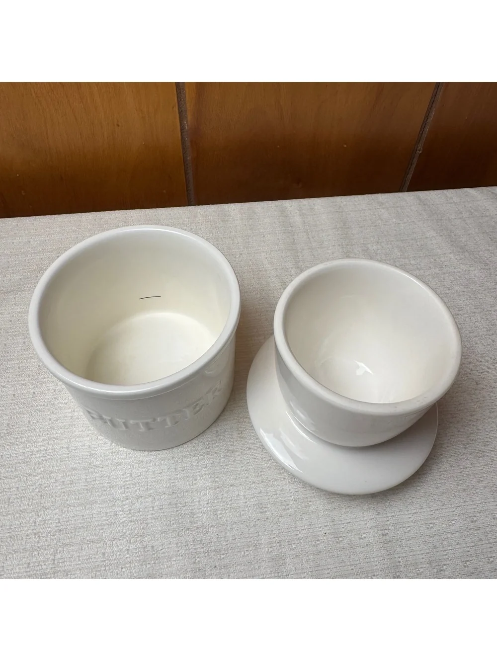 Vintage White Ceramic Butter Crock With Lid Countertop Butter Keeper